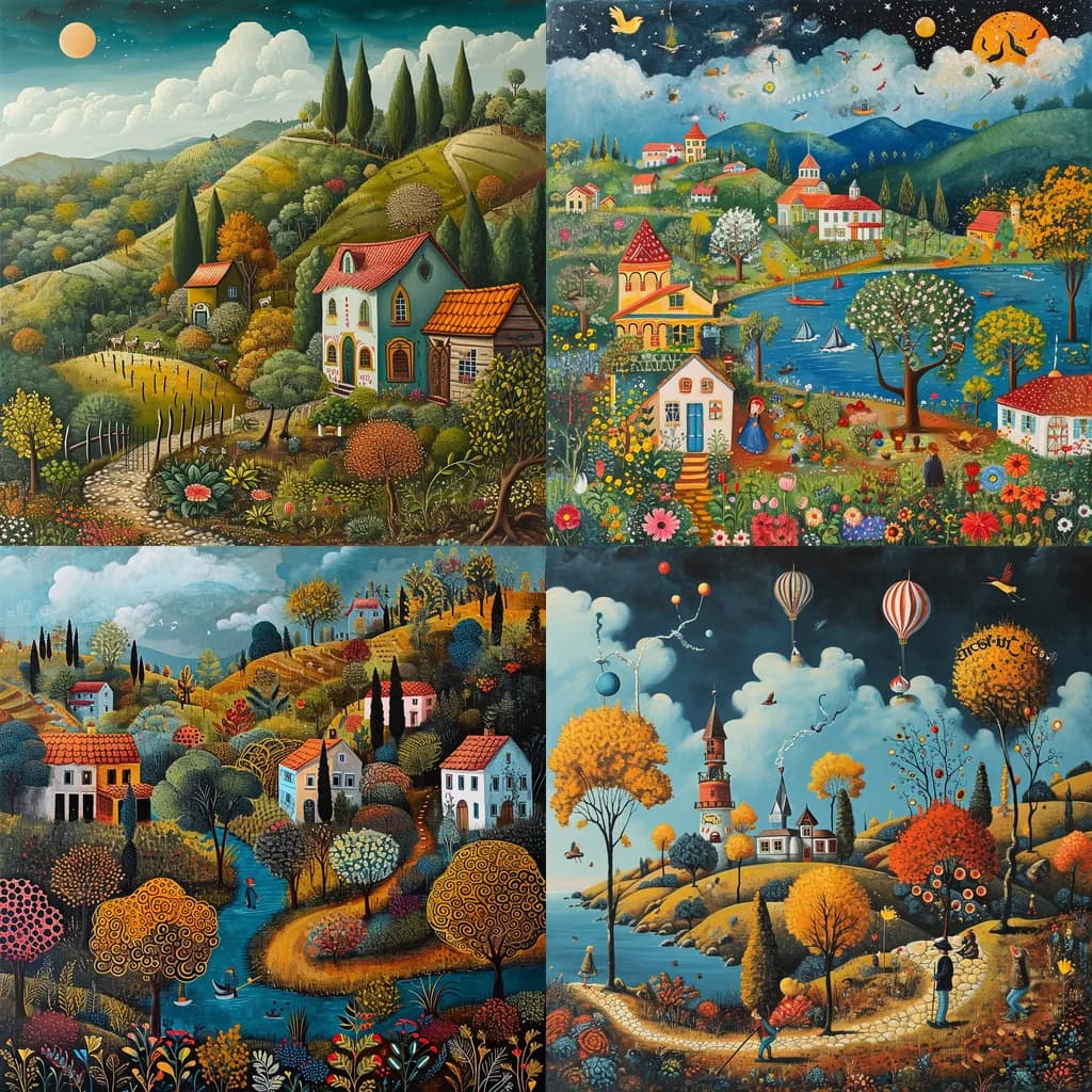 Naive art style example generated with Midjourney