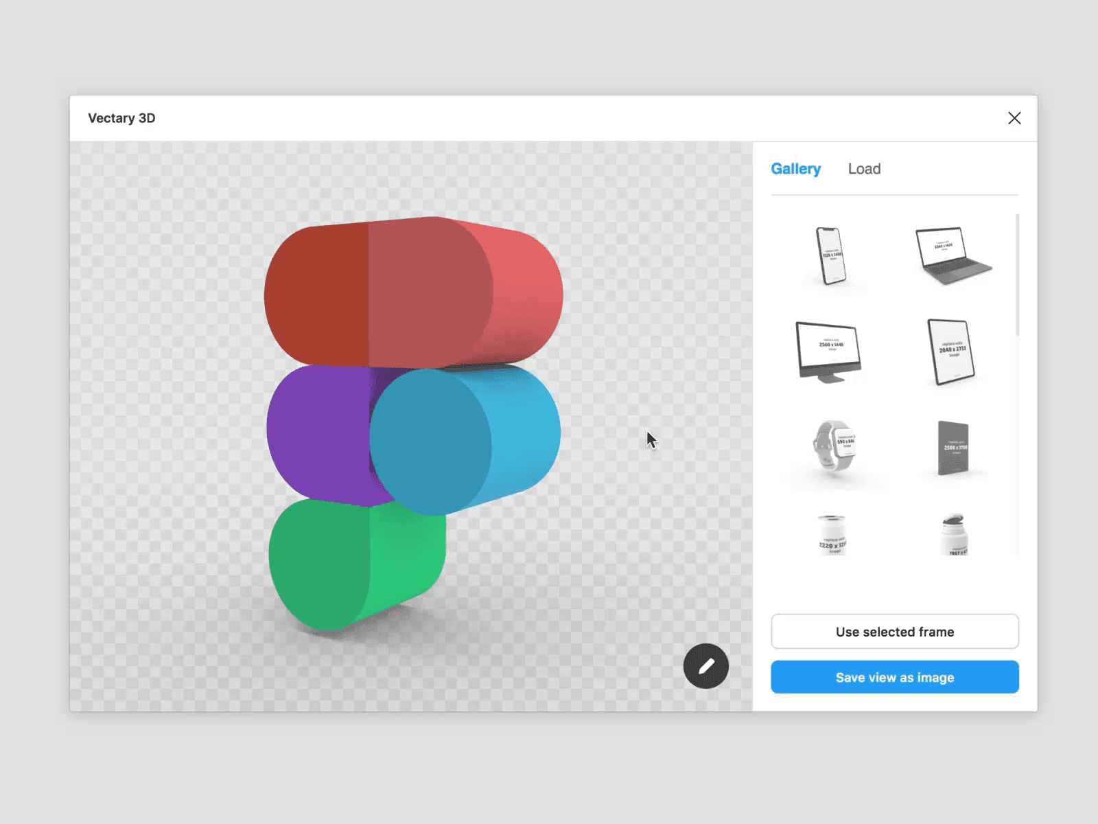 Vectary 3D plugin interface for Figma