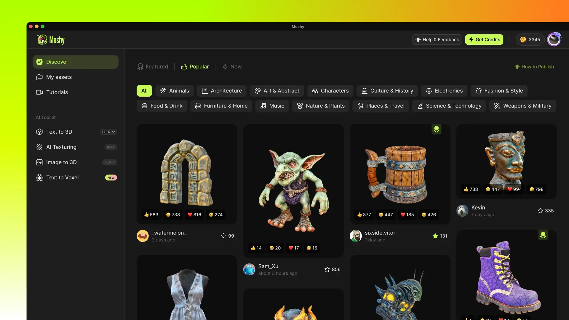 Meshy AI model examples