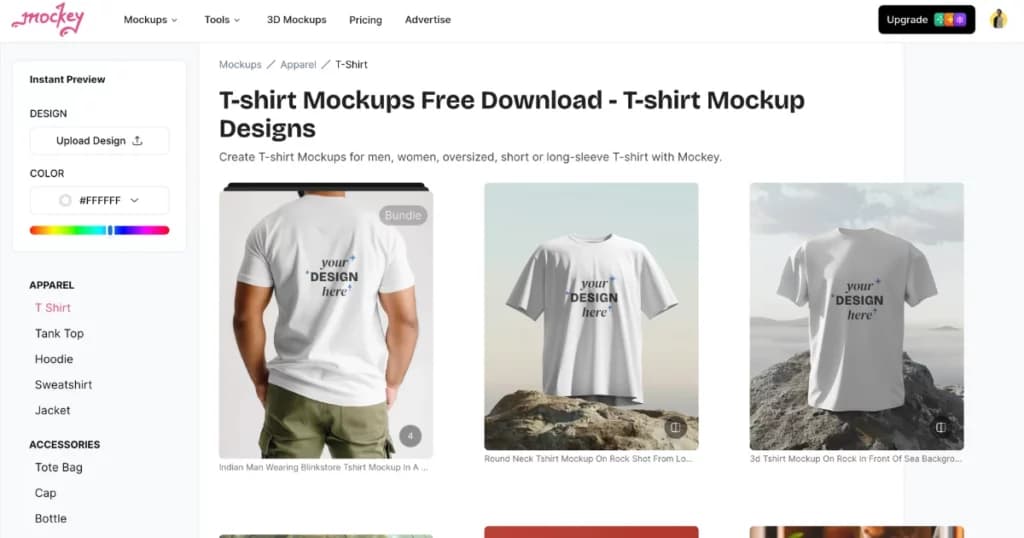 AI mockup generation interface showing product visualization