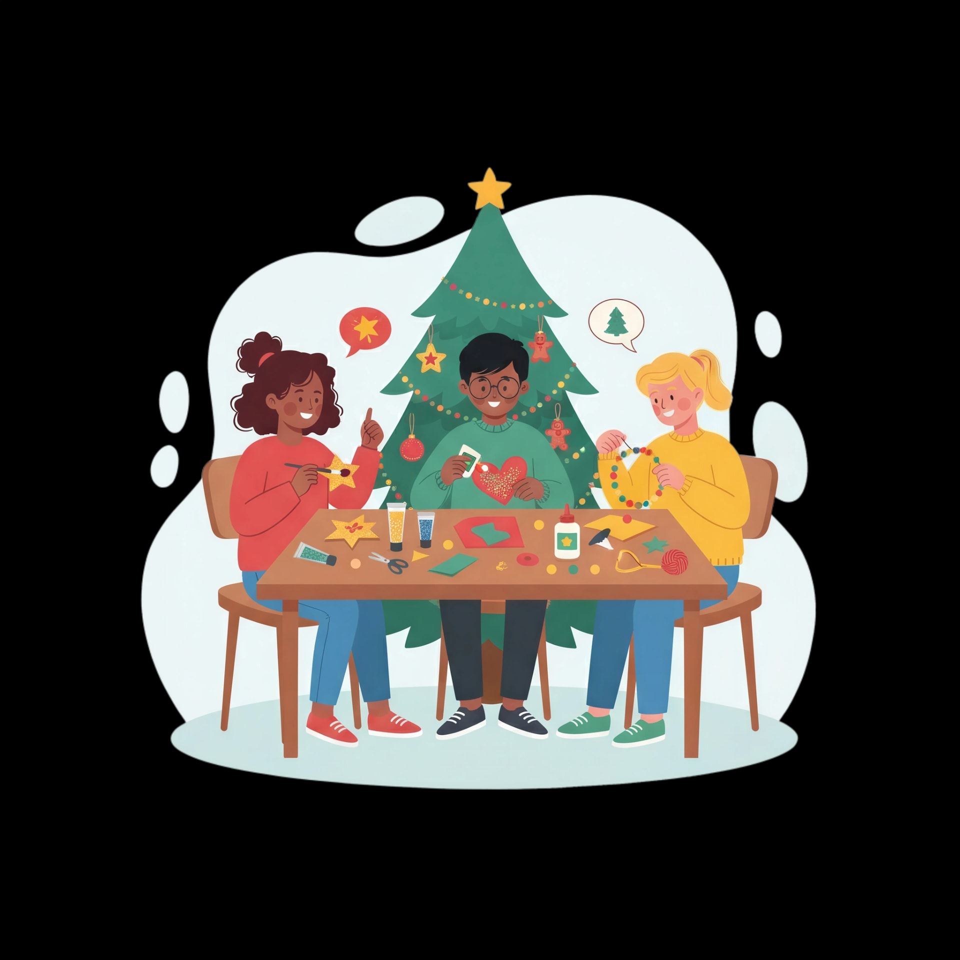 Kids Crafting Ornaments