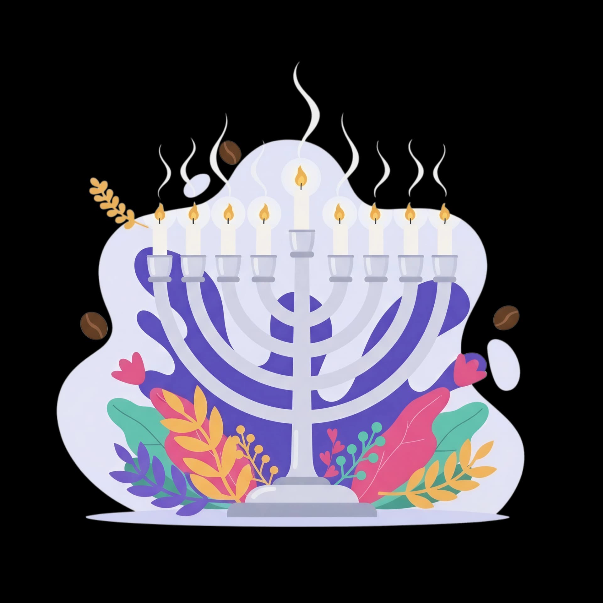 Lit Hanukkah Menorah