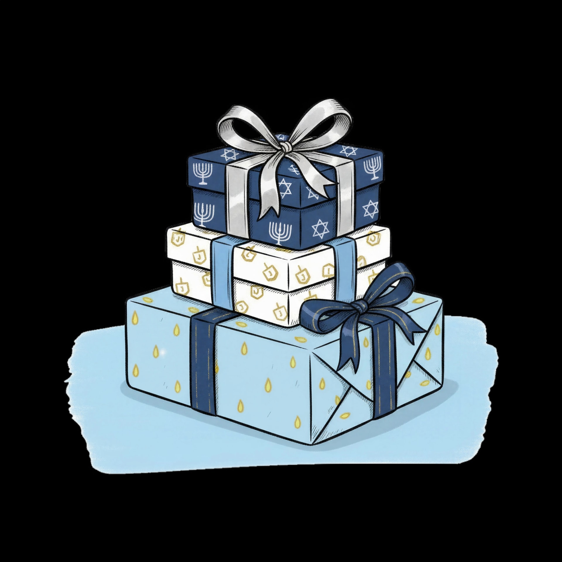 Stack of Hanukkah Gifts