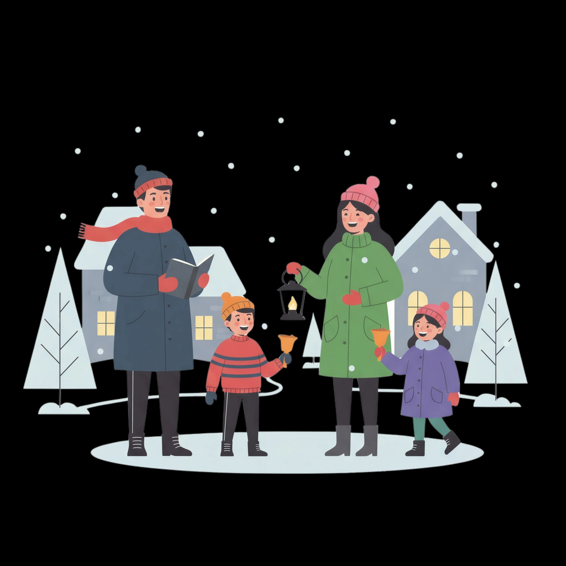 Carolers in Winter Snow