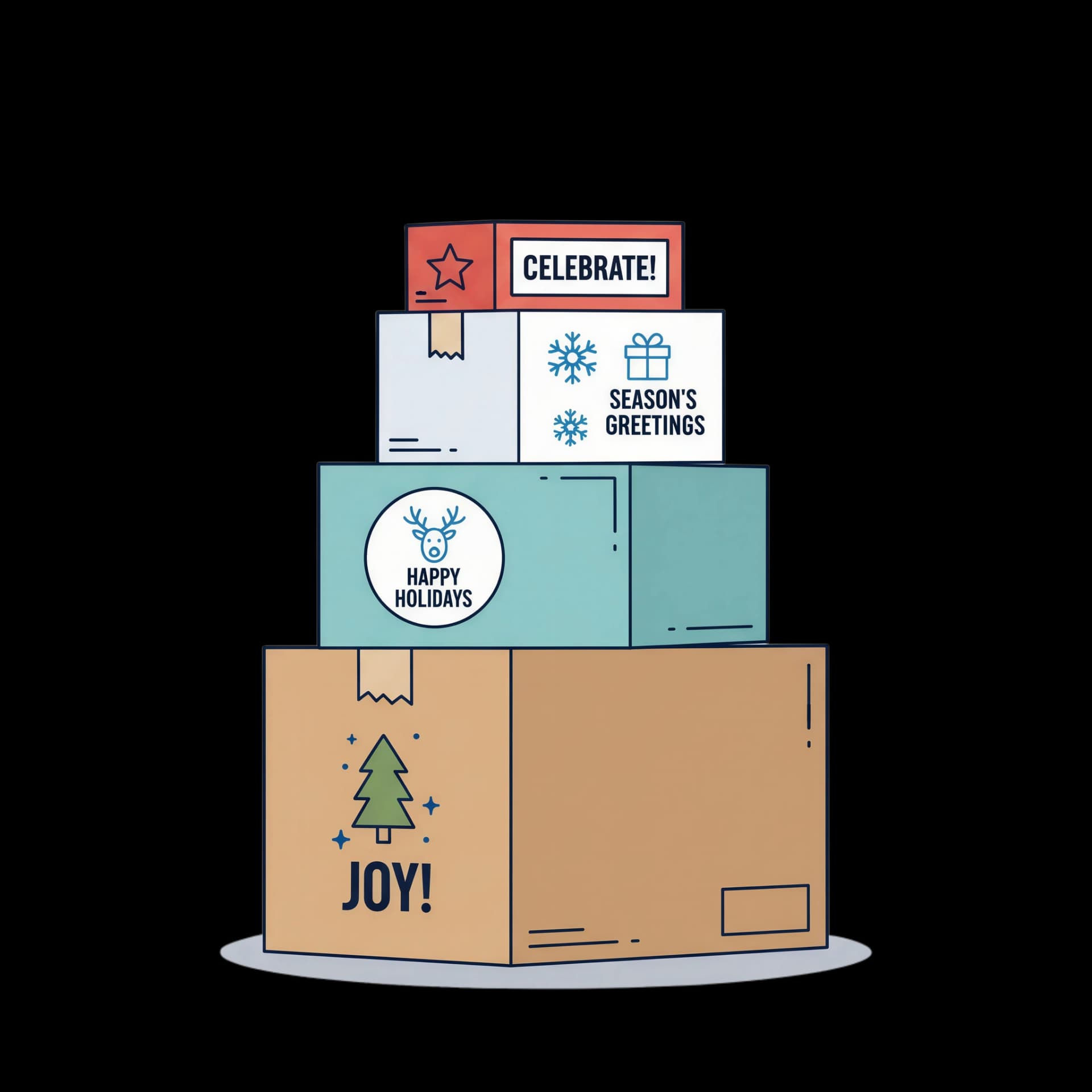 Stacked Holiday Parcels