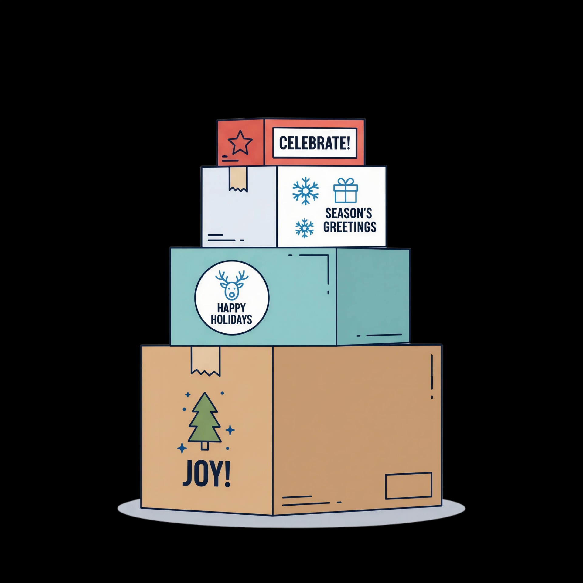 Stacked Holiday Parcels