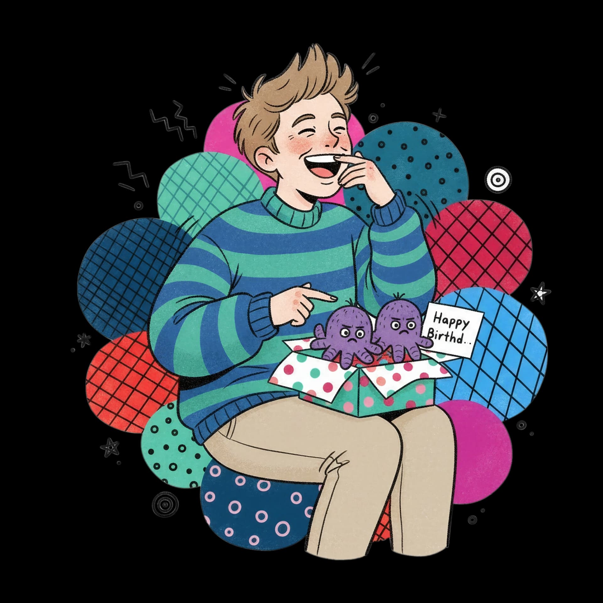 Laughing at a Funny Gift