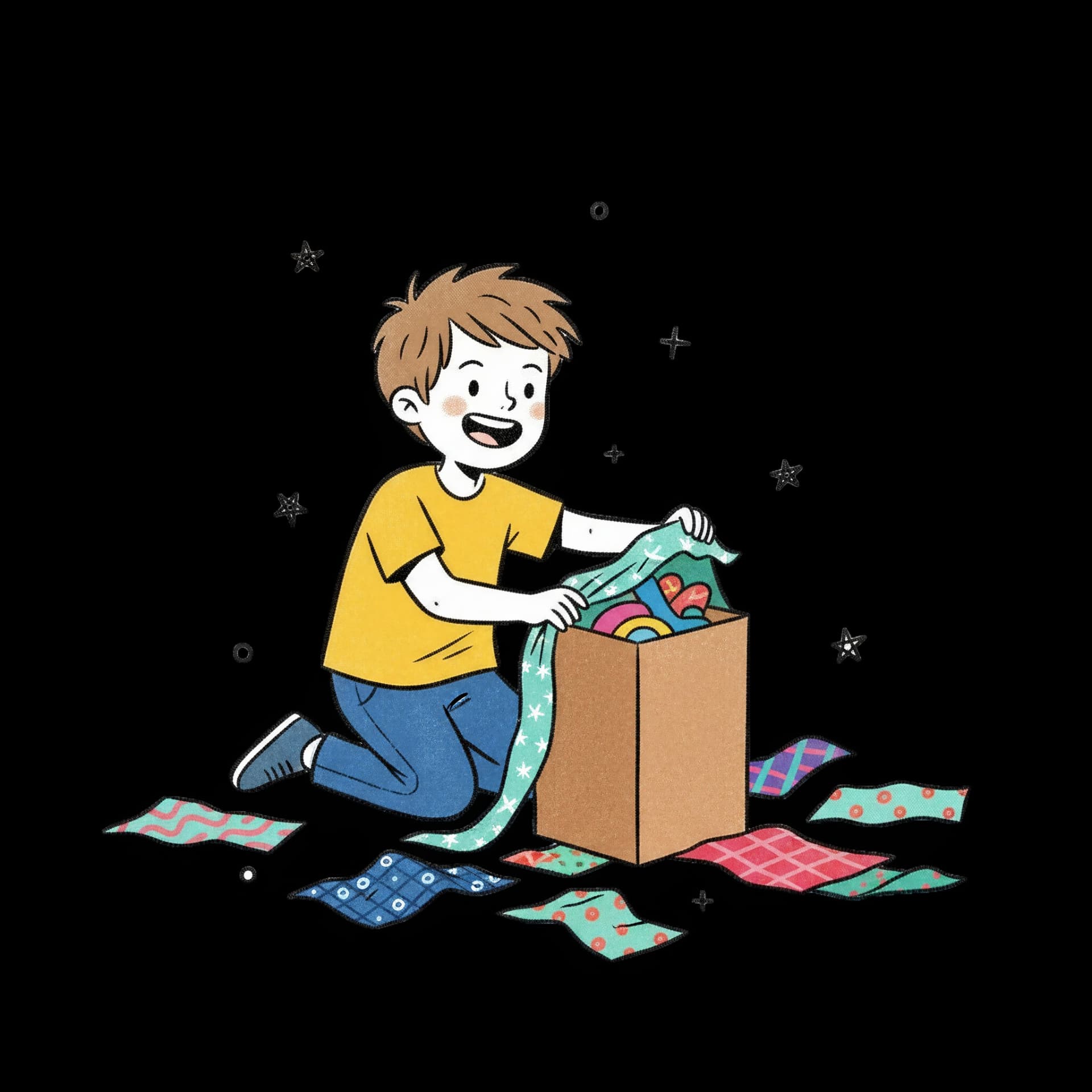 Child Unwrapping Present