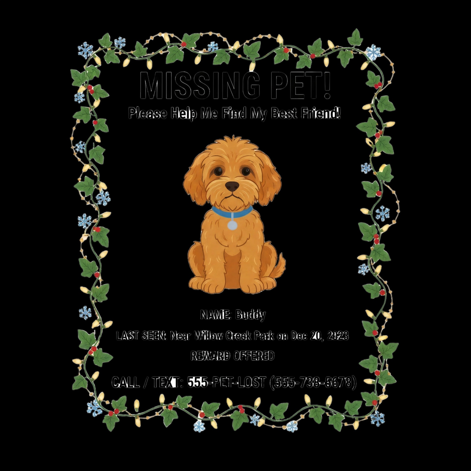 Holiday Lost Pet Poster