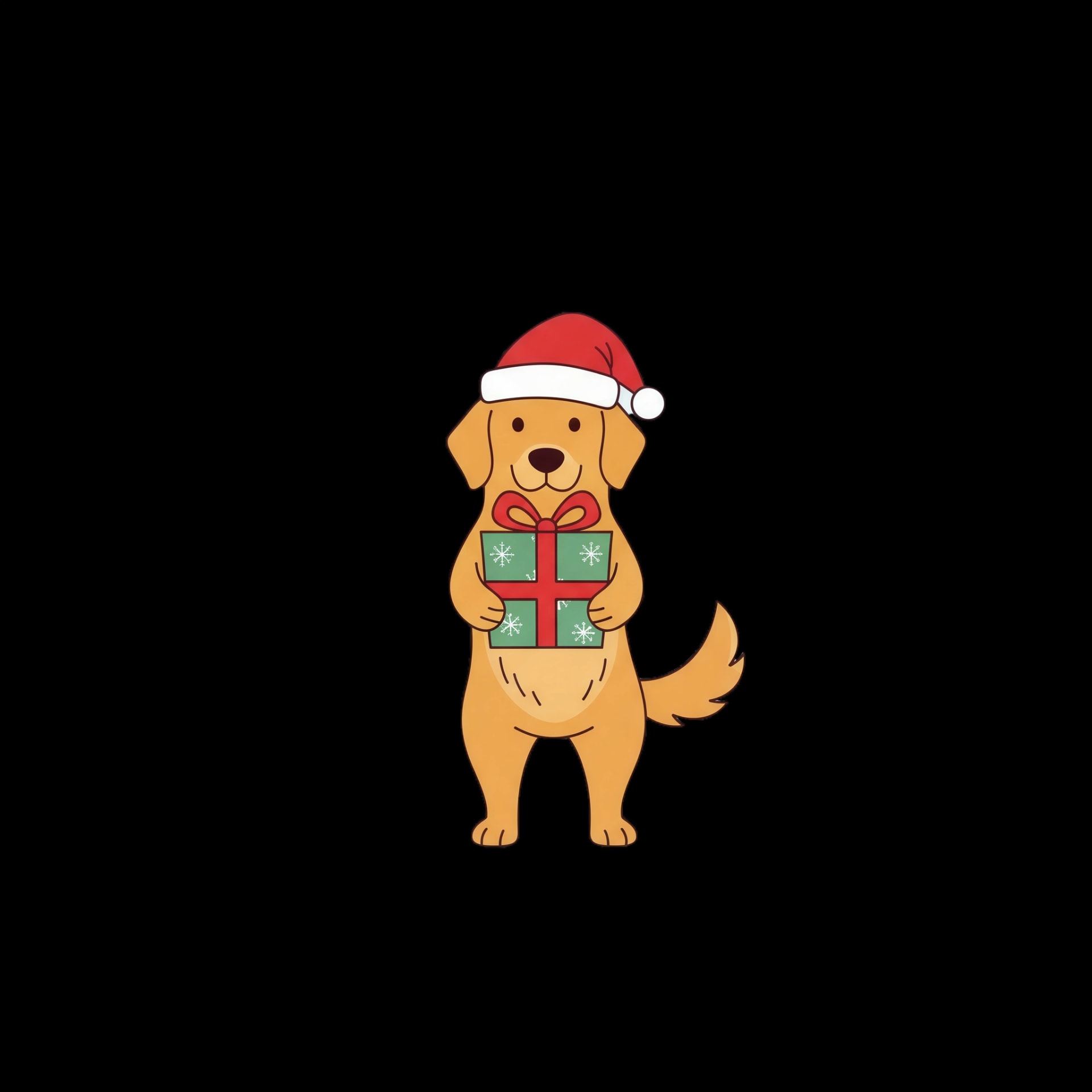 Santa Dog with Gift