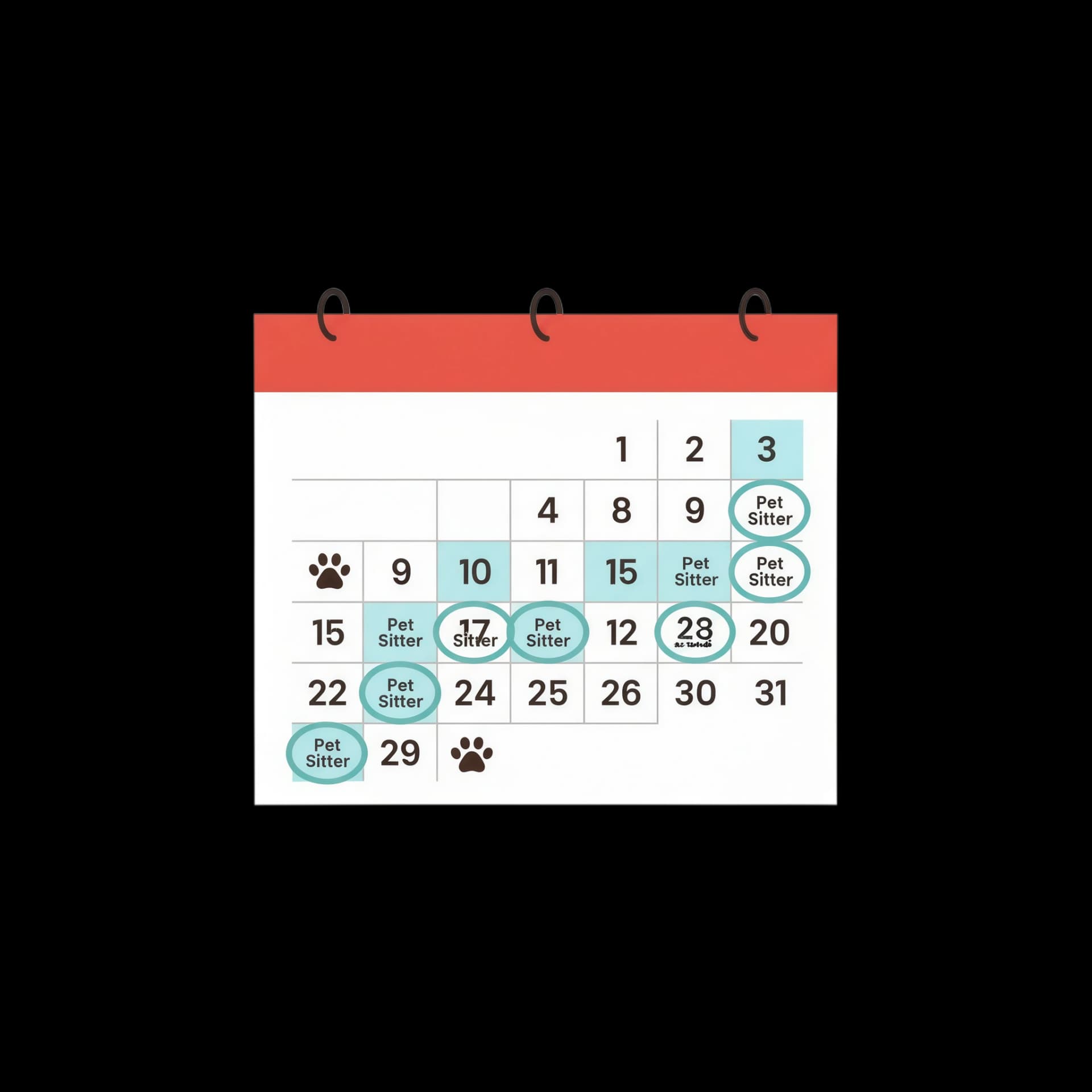 Holiday Pet Sitter Schedule