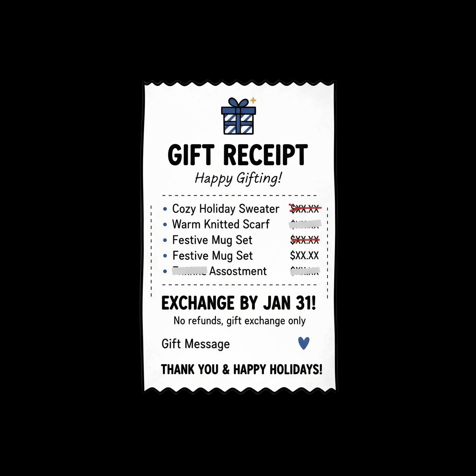 Holiday Gift Receipt
