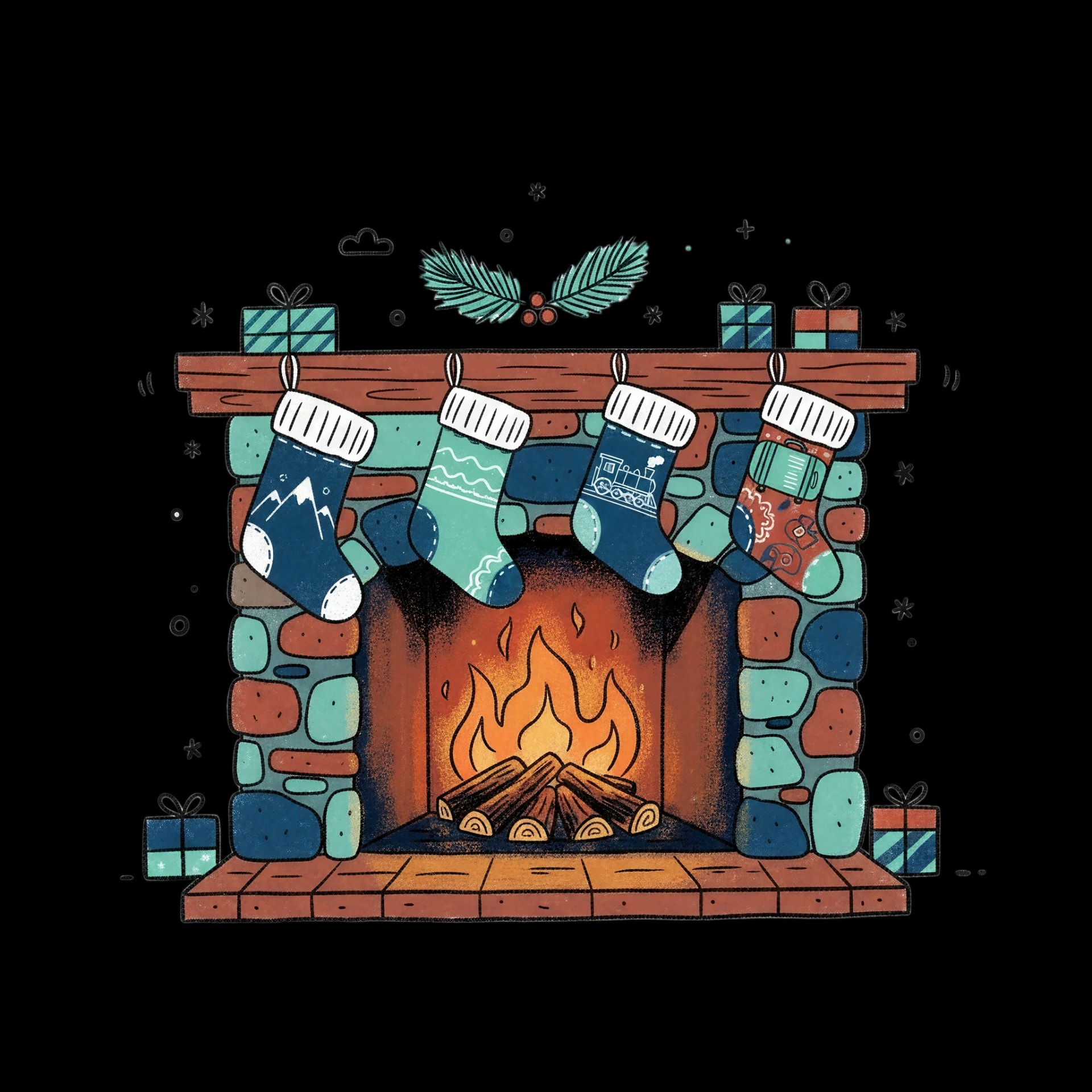 Cozy Fireplace with Stockings