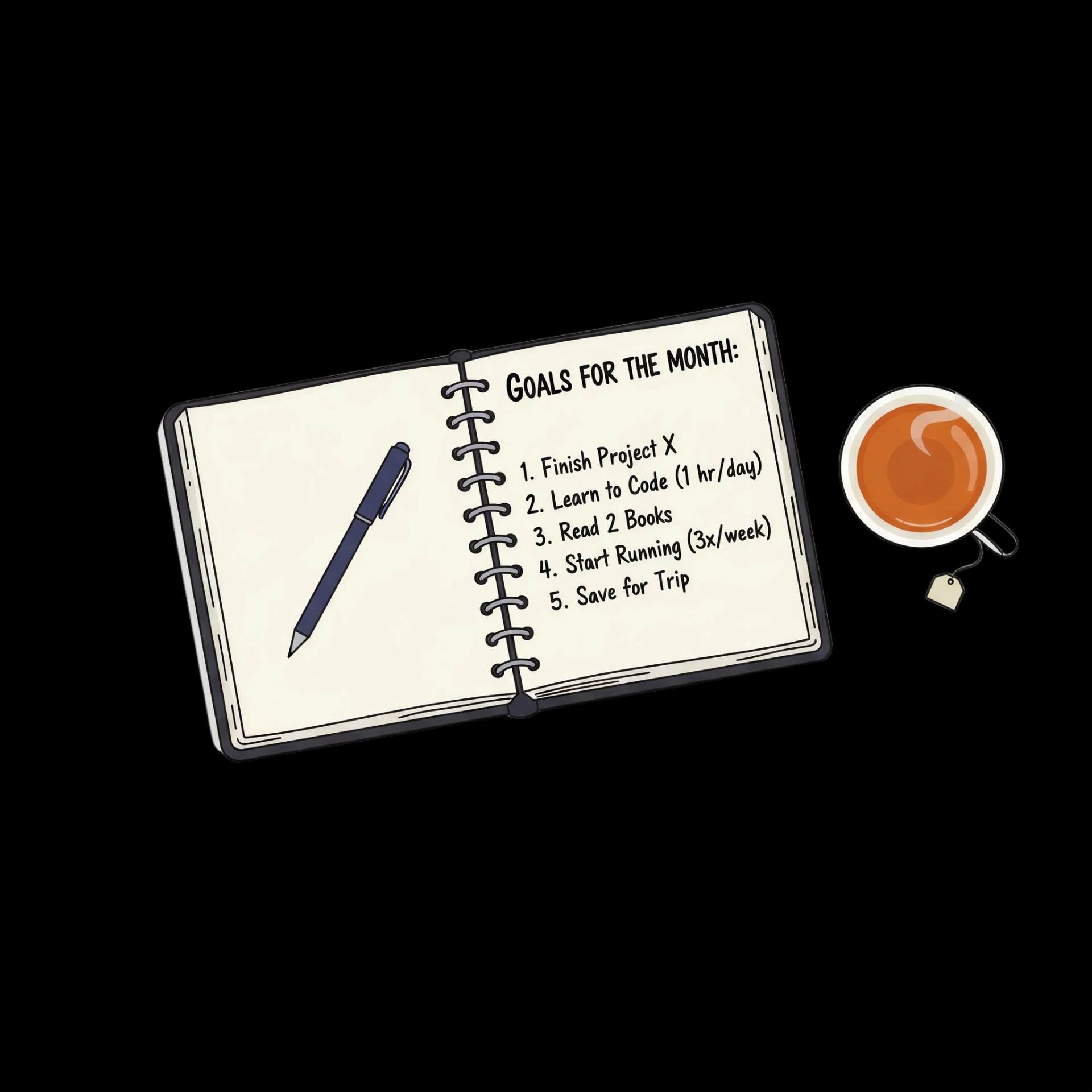 Goal Planner and Tea