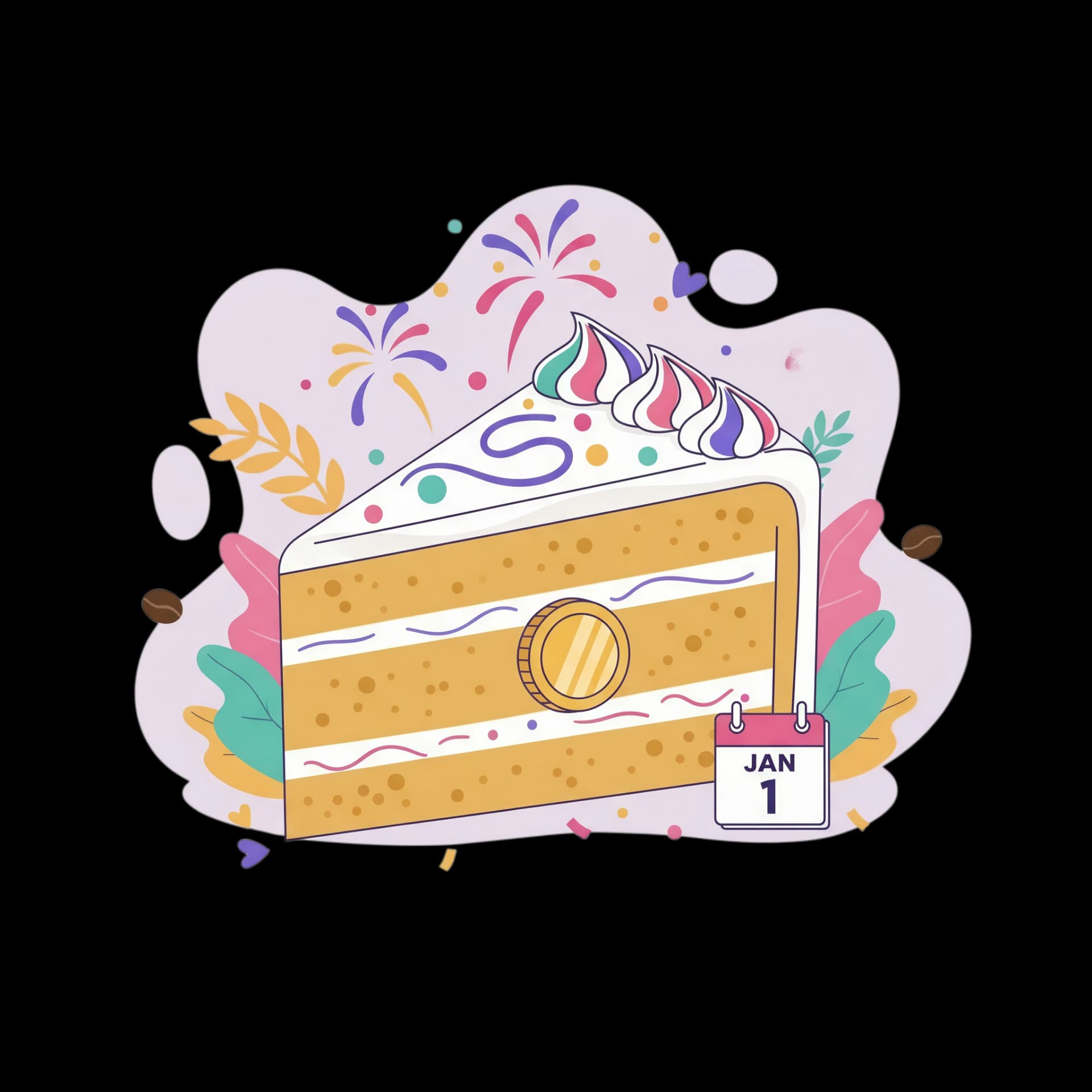 New Year Cake Slice