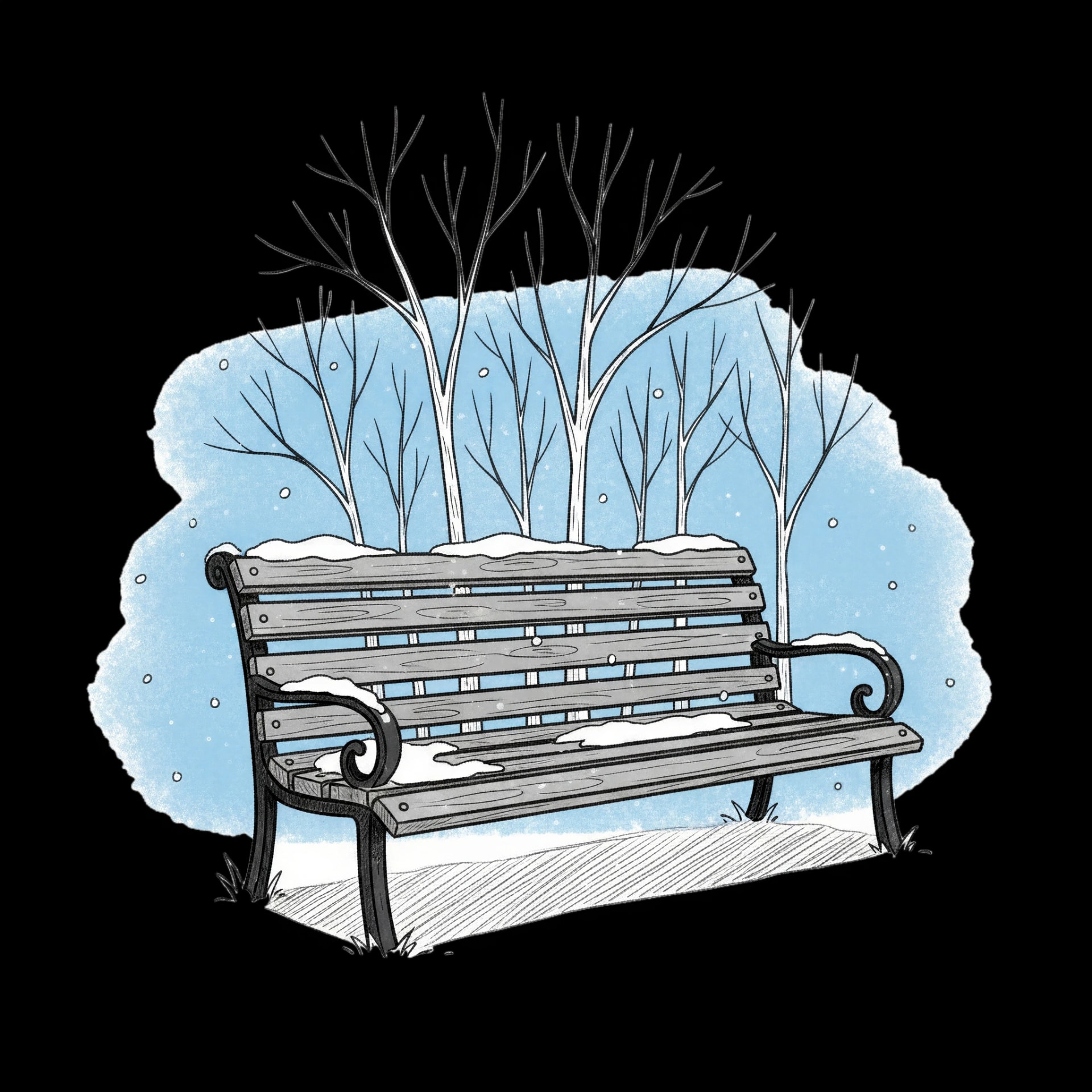 Snowy Park Bench
