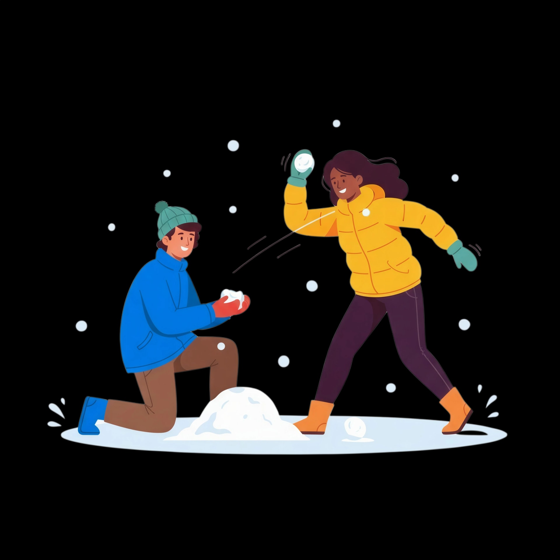 Playful Snowball Fight