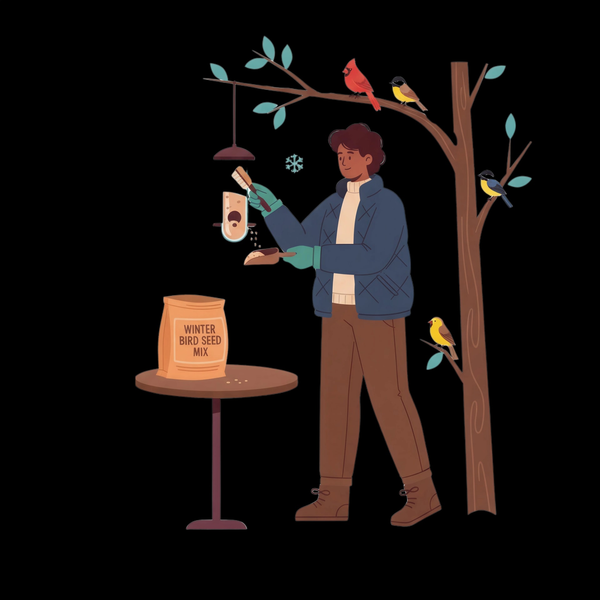 Refilling Bird Feeder