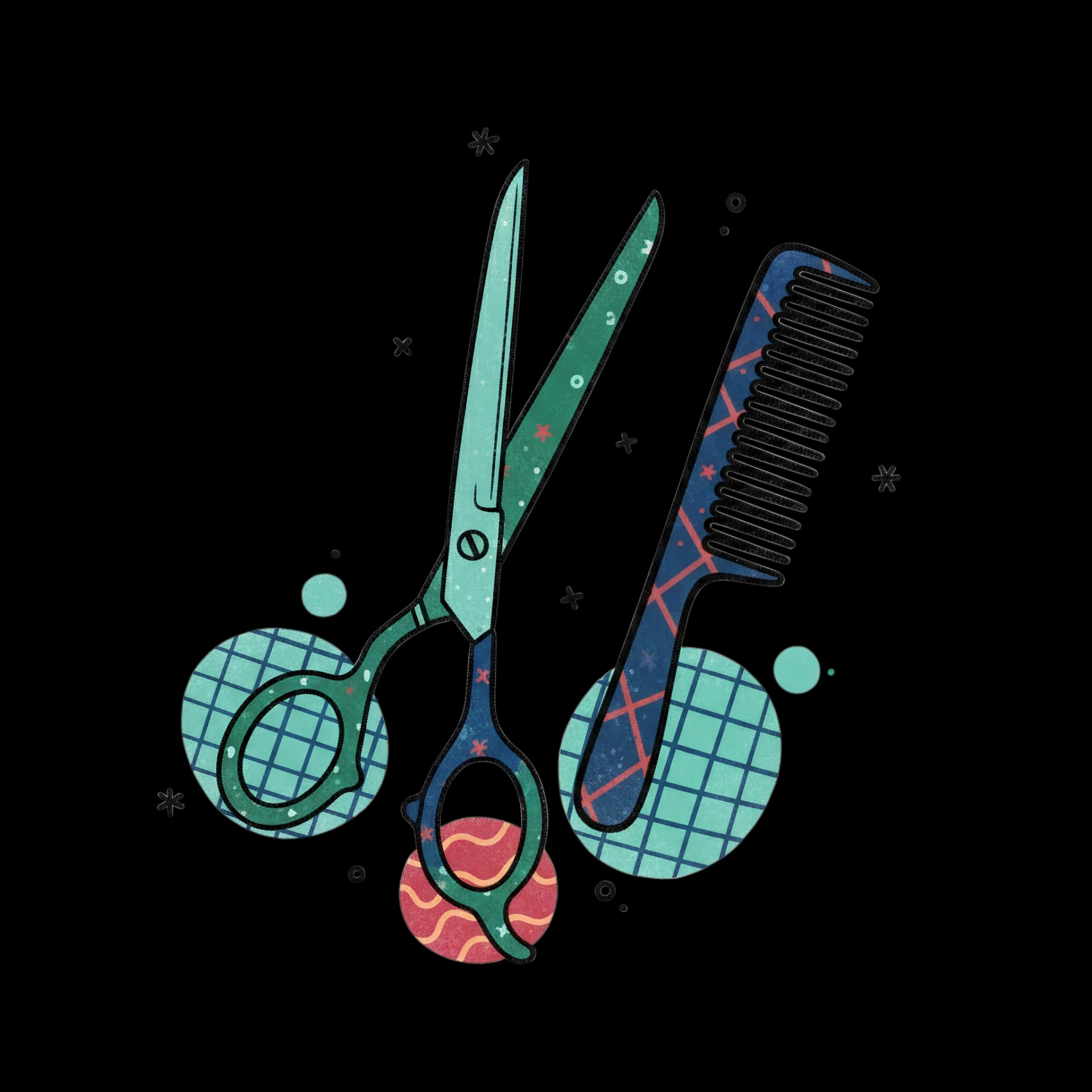 Barber Scissors and Comb