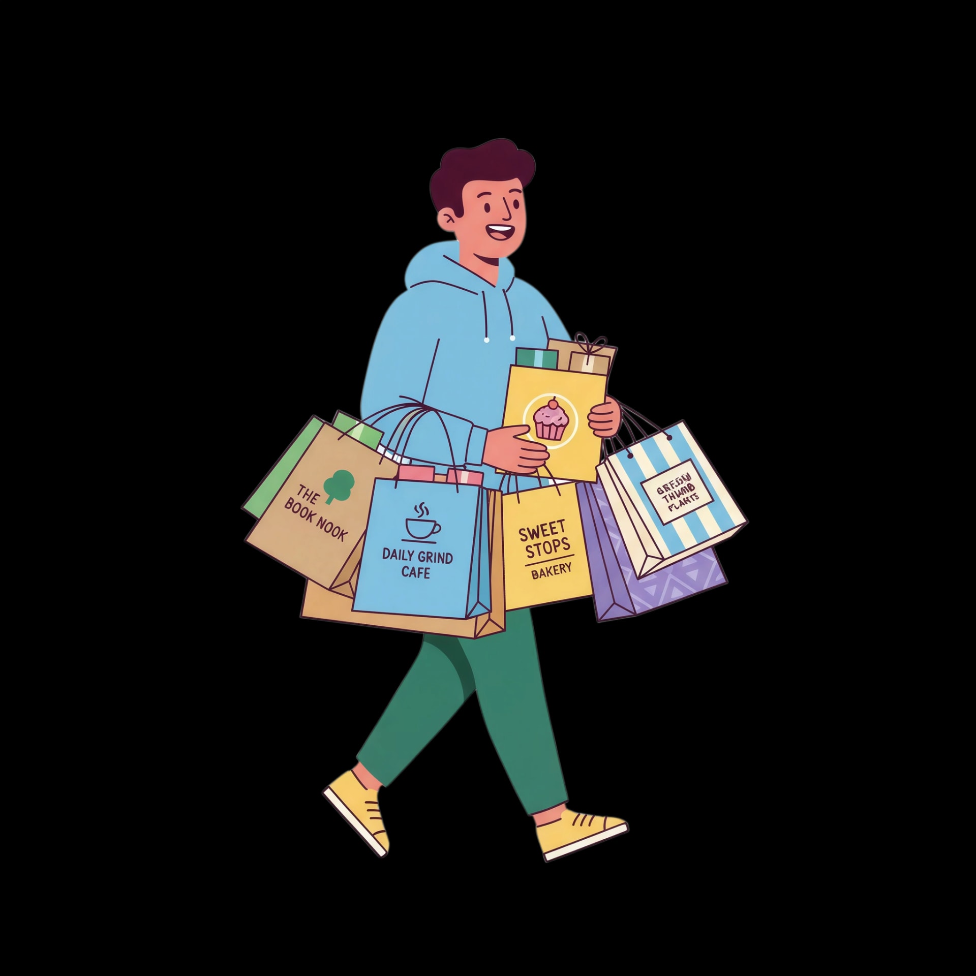 Happy Shopper with Bags