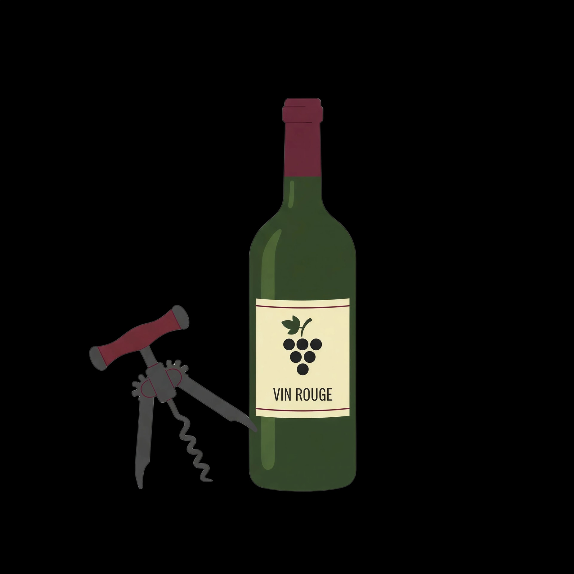 Wine Bottle and Corkscrew
