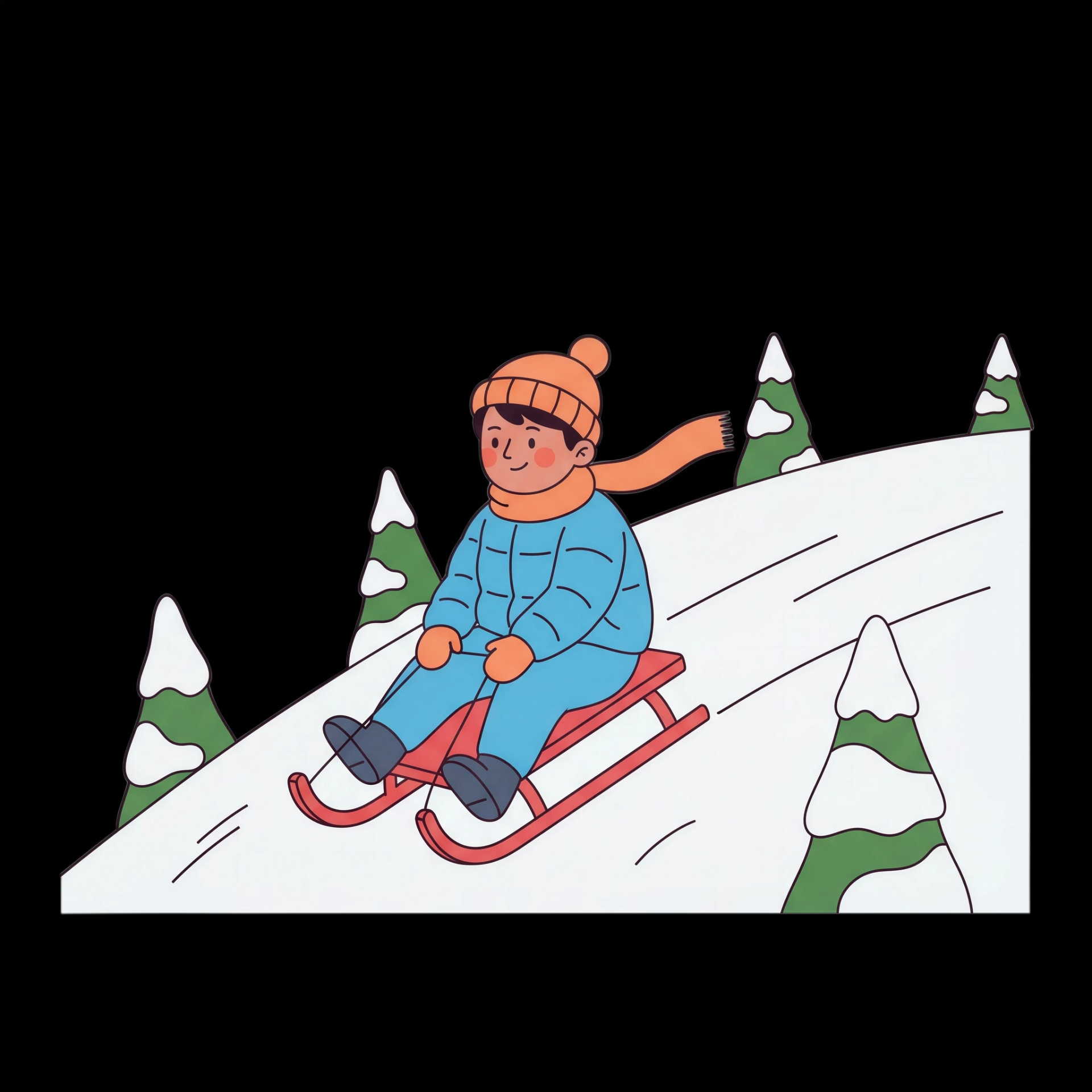 Joyful Child Sledding