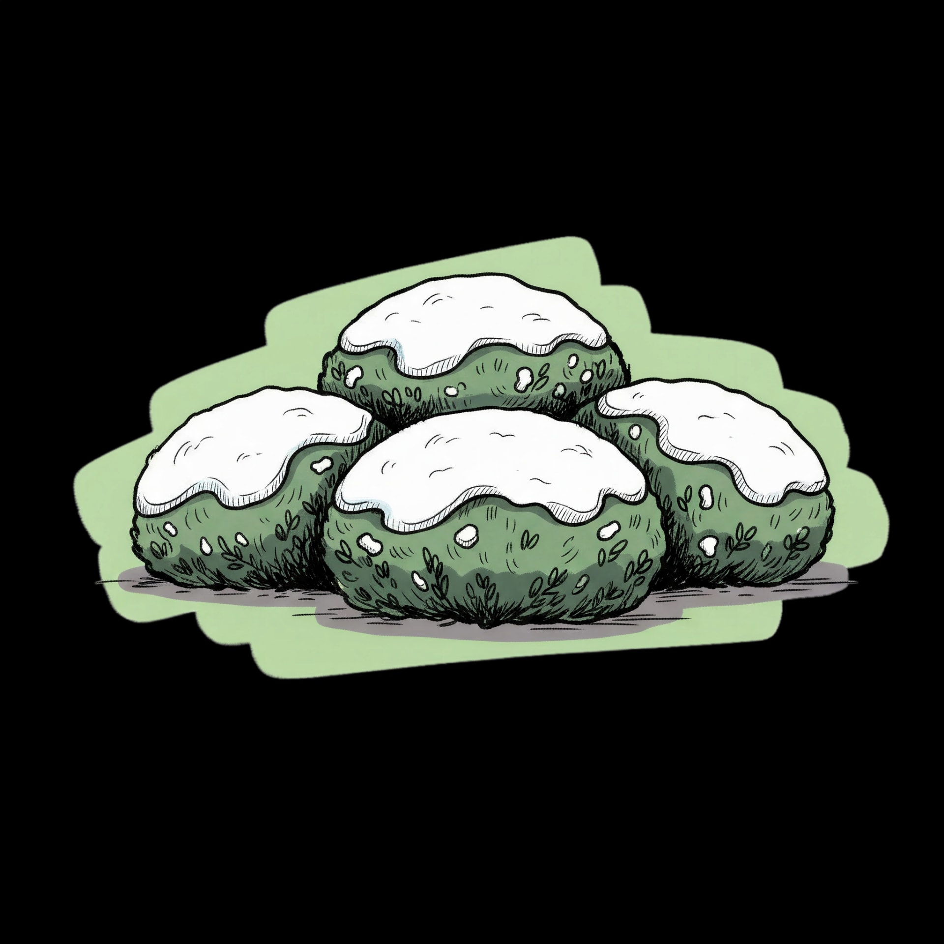 Snowy Evergreen Bushes