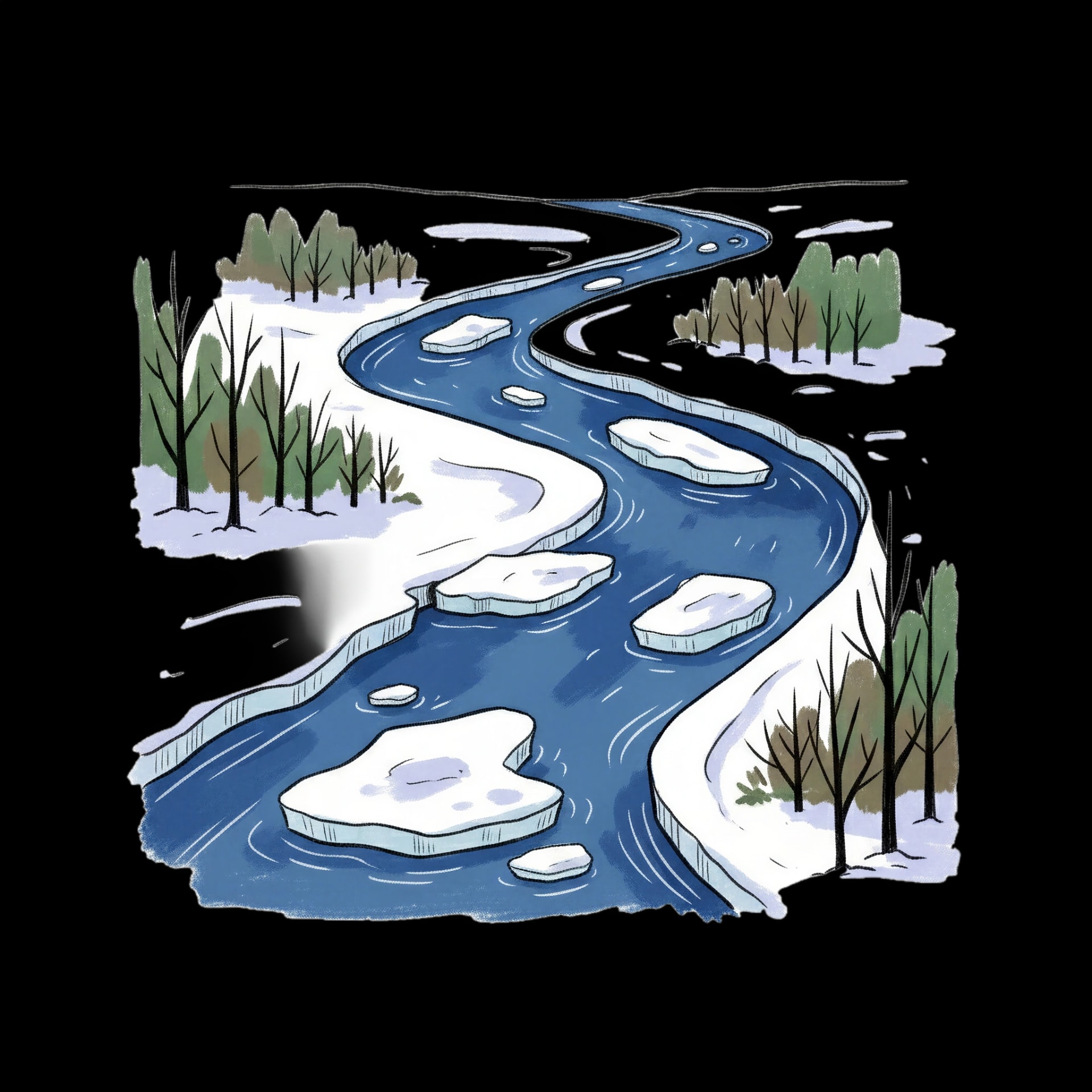 Partially Frozen River