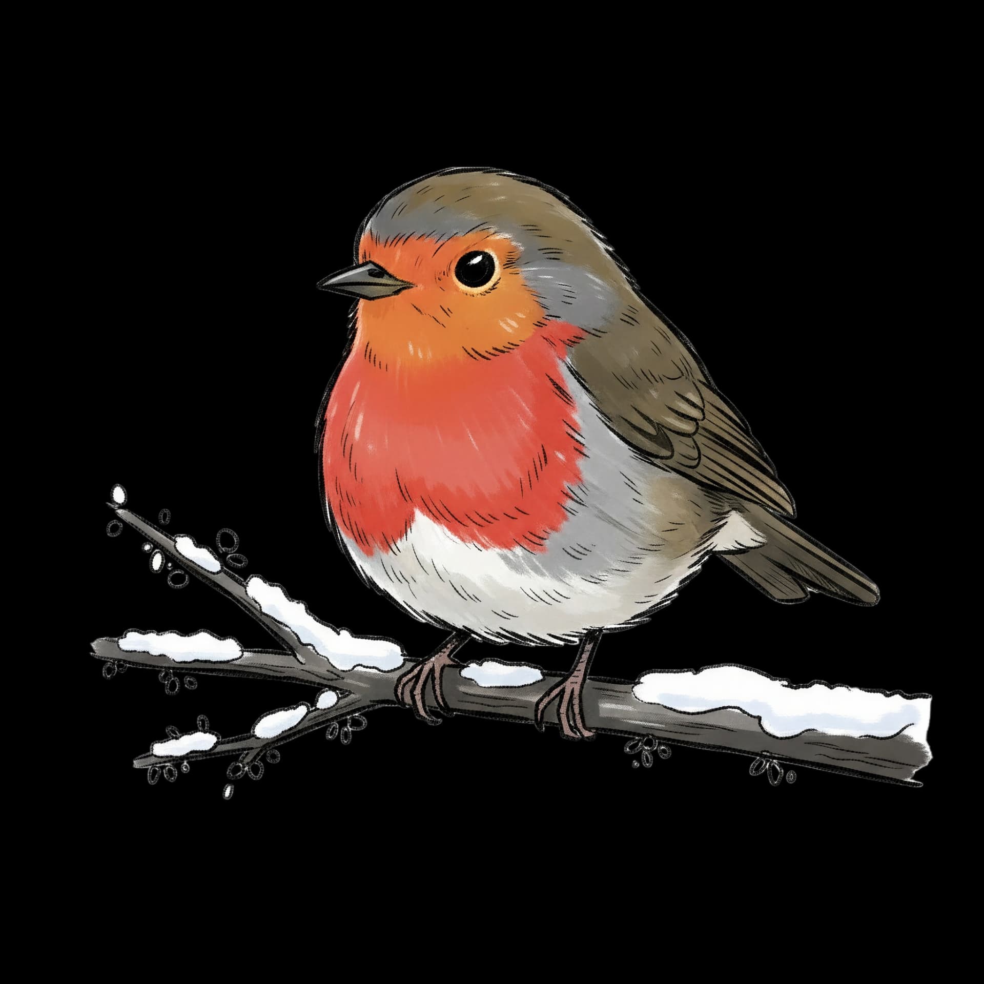 Robin on Frosted Branch