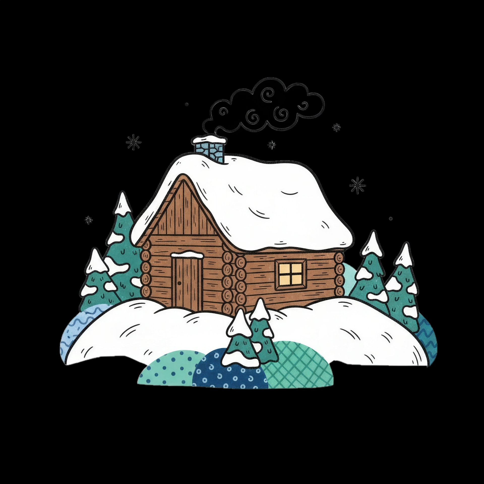 Snowy Forest Cabin