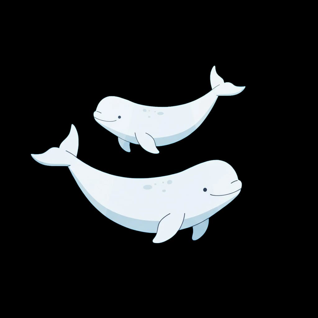 Beluga Whales Swim