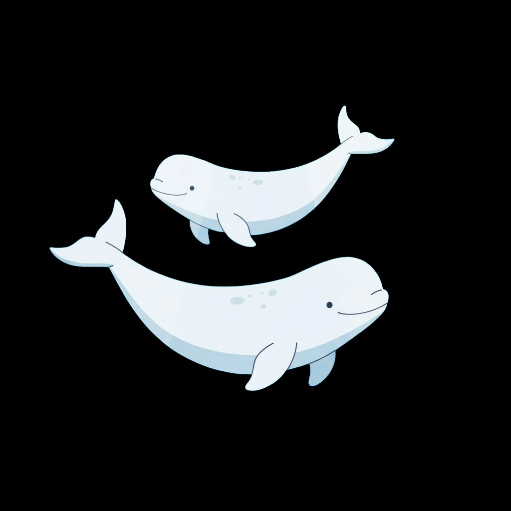 Beluga Whales Swim
