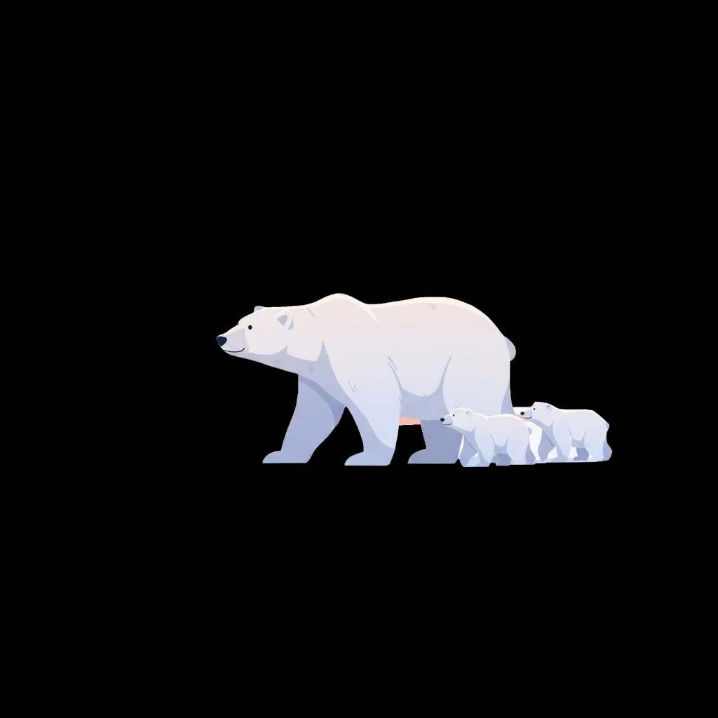 Polar Bear Family Sunset