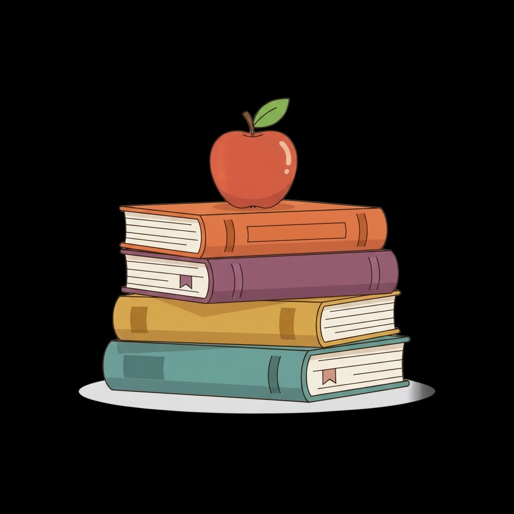 Book Stack with Apple