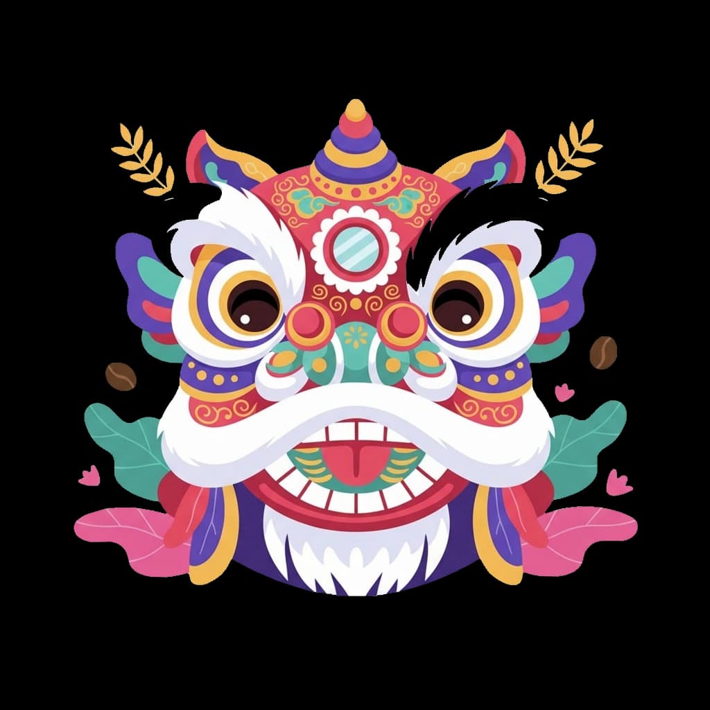 Vibrant Lion Dance Head