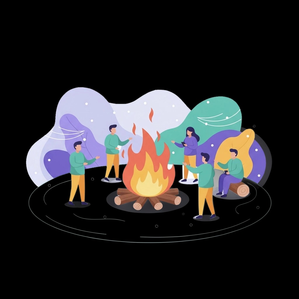 Snowy Bonfire Gathering